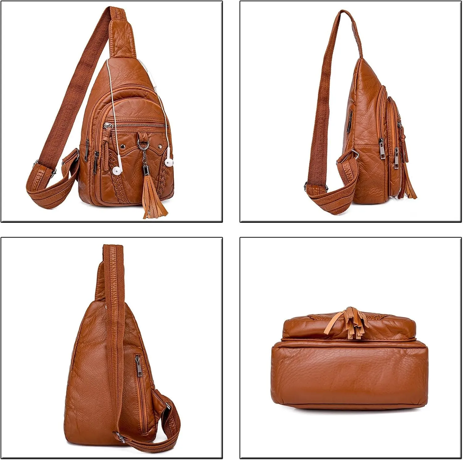 Tote Bag For Women Retro Chest Bag Sling Bag Small Crossbody Pu Leather Satchel Day pack Fashion Shoulder Outdoor Bags F