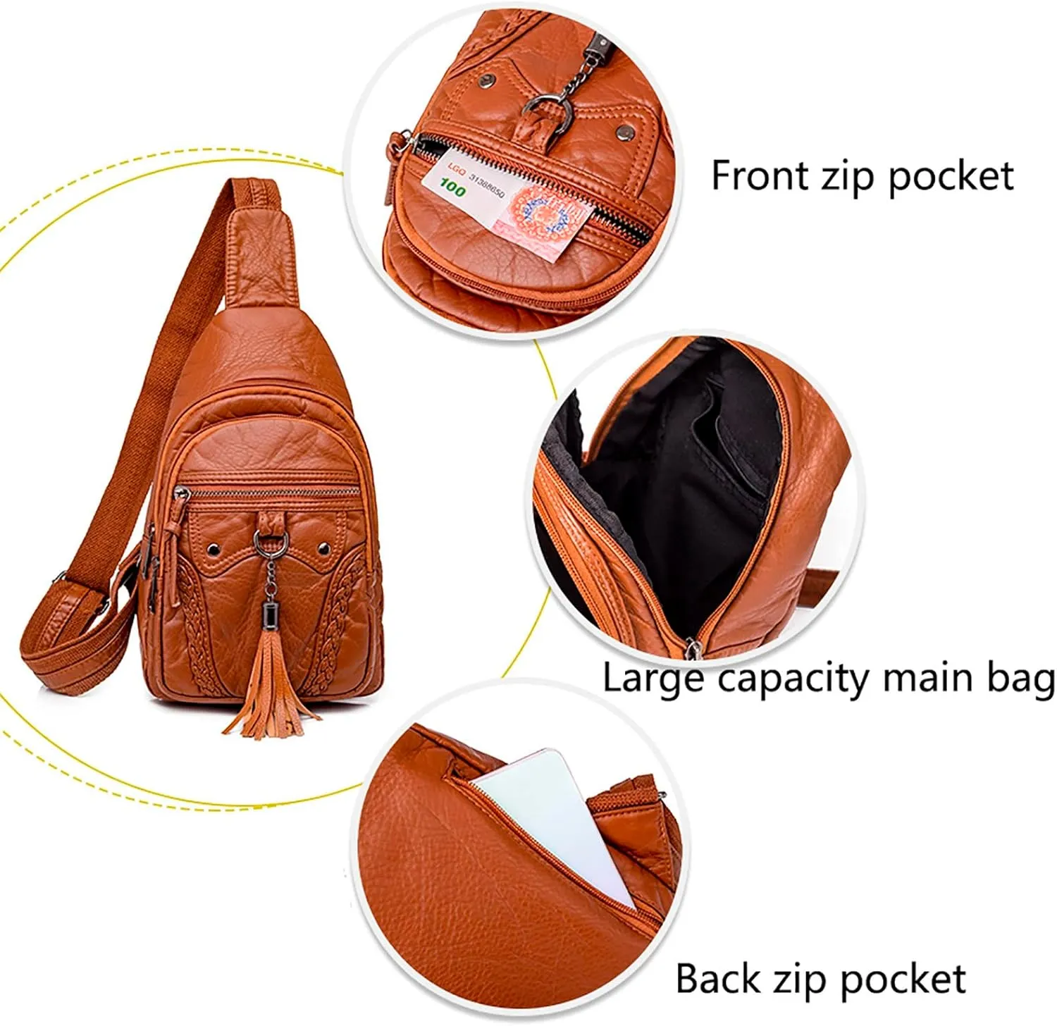 Tote Bag For Women Retro Chest Bag Sling Bag Small Crossbody Pu Leather Satchel Day pack Fashion Shoulder Outdoor Bags G