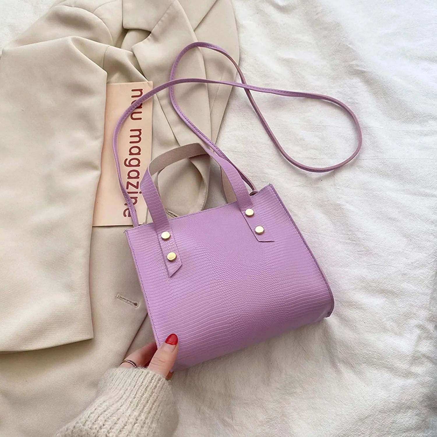 Tote Top Handle Satchel Bags for Women Purses and Handbags Satchel Tote Shoulder Bags Lightweight Work Bag(Purple)