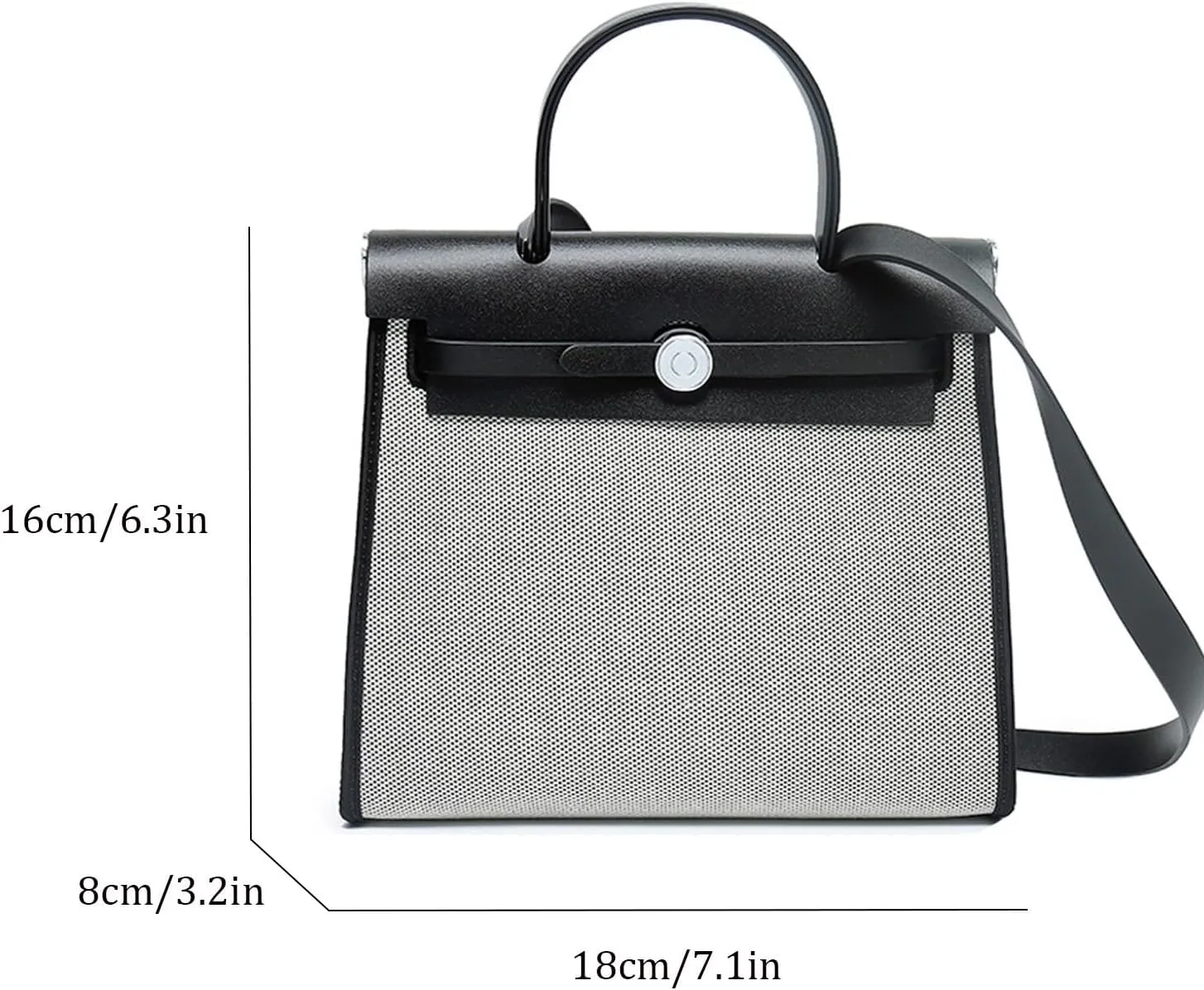 Trendy Top Handle Bags for Women,Classic Leather and Canvas Satchel small Purses Handbags Crossbody with Adjustable Strap