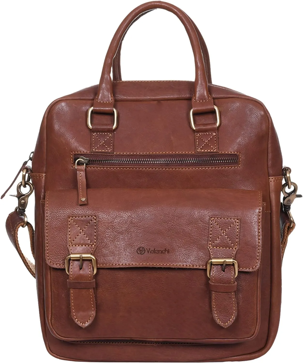 VALENCHI Leather Messenger Bag For Men - Laptop Messenger Briefcase & Shoulder Bag-Office, Work, Travel, College