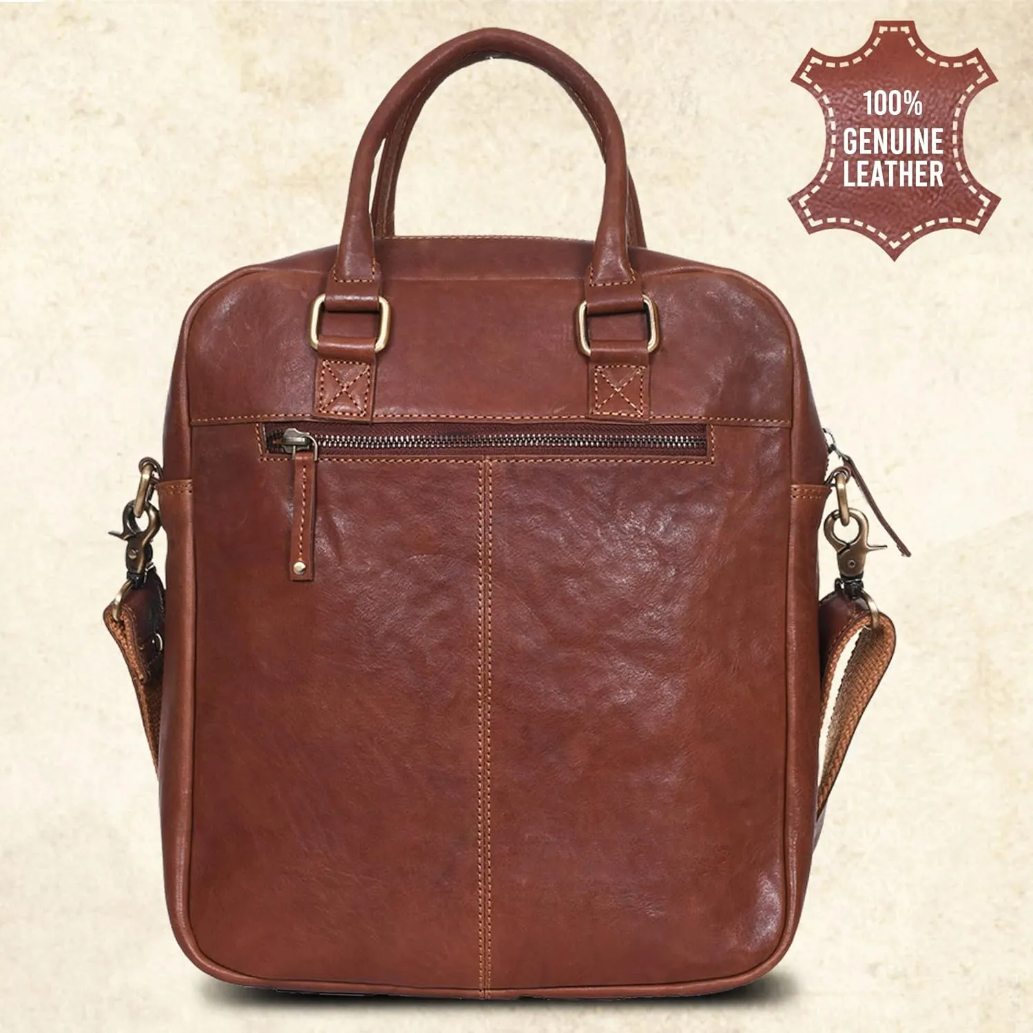 VALENCHI Leather Messenger Bag For Men - Laptop Messenger Briefcase & Shoulder Bag-Office, Work, Travel, College