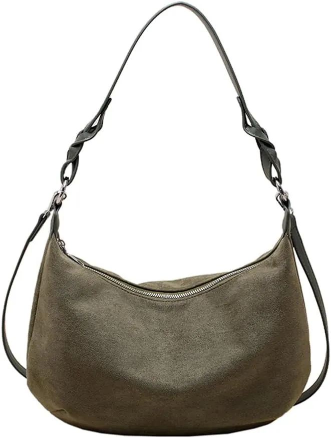 Versatile Large Satchel Bag Casual Vintage Hobo Bag Retro Crossbody Bags Women Faux Suede Shoulder School Work Bag