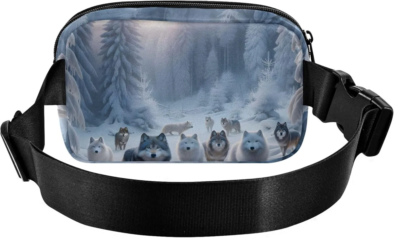 Winter Forest Wolves Fanny Packs for Women Waterproof Belt Bag Hip Pouch Fashion Travel Waist Pouch
