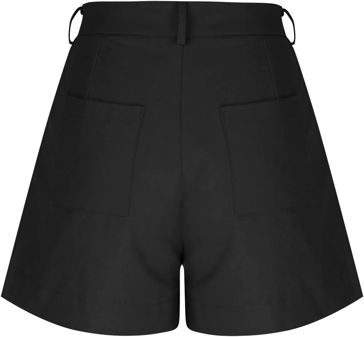 Women Linen Shorts Summer Casual Work Out Shorts High Waisted Bermuda Shorts Dressy Wide Leg Shorts with Pockets