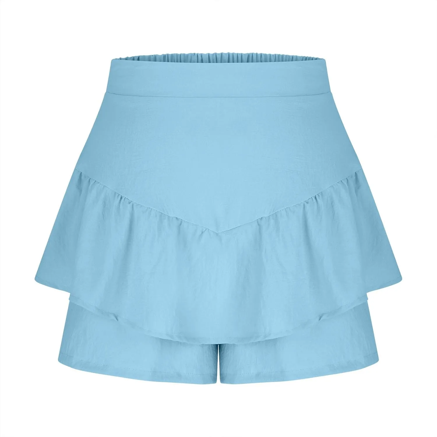 Women Ruffle Shorts Flowy Tiered Shorts Summer Boho Skorts A Line High Waisted Beach Shorts Trendy Vacation Shorts