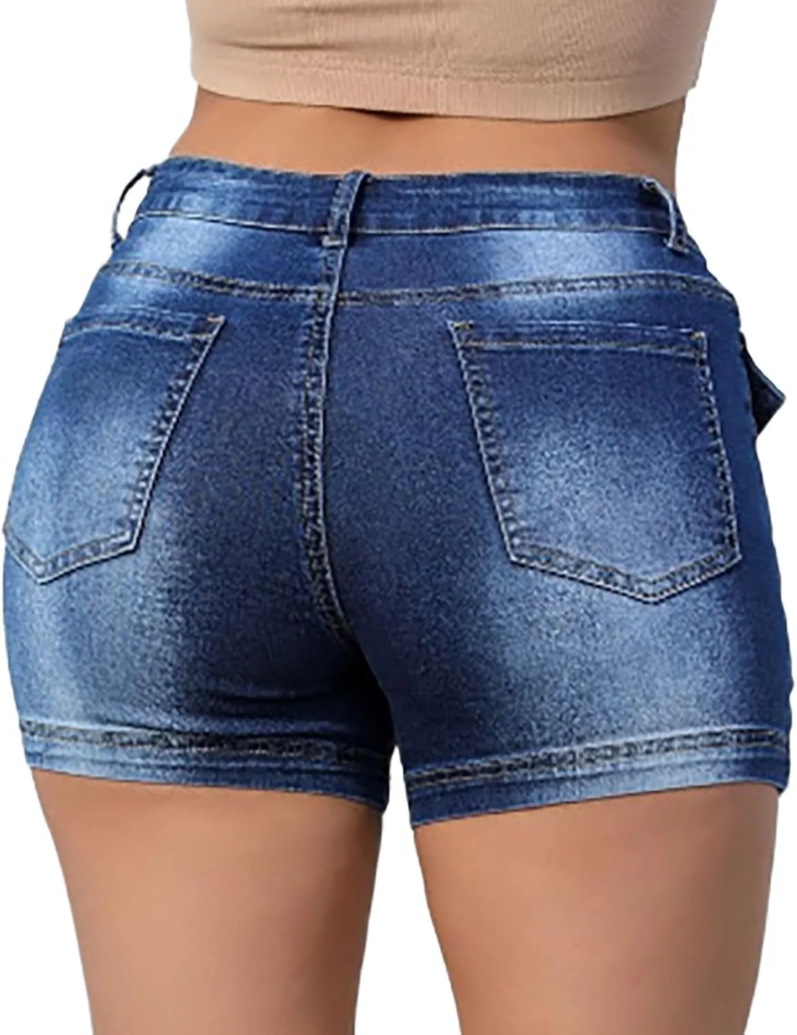 Womens 2024 Y2K Mini Denim Shorts Ripped Stretchy Jeans Shorts Casual Shorts Trendy High-Waisted Cotton Denim Shorts