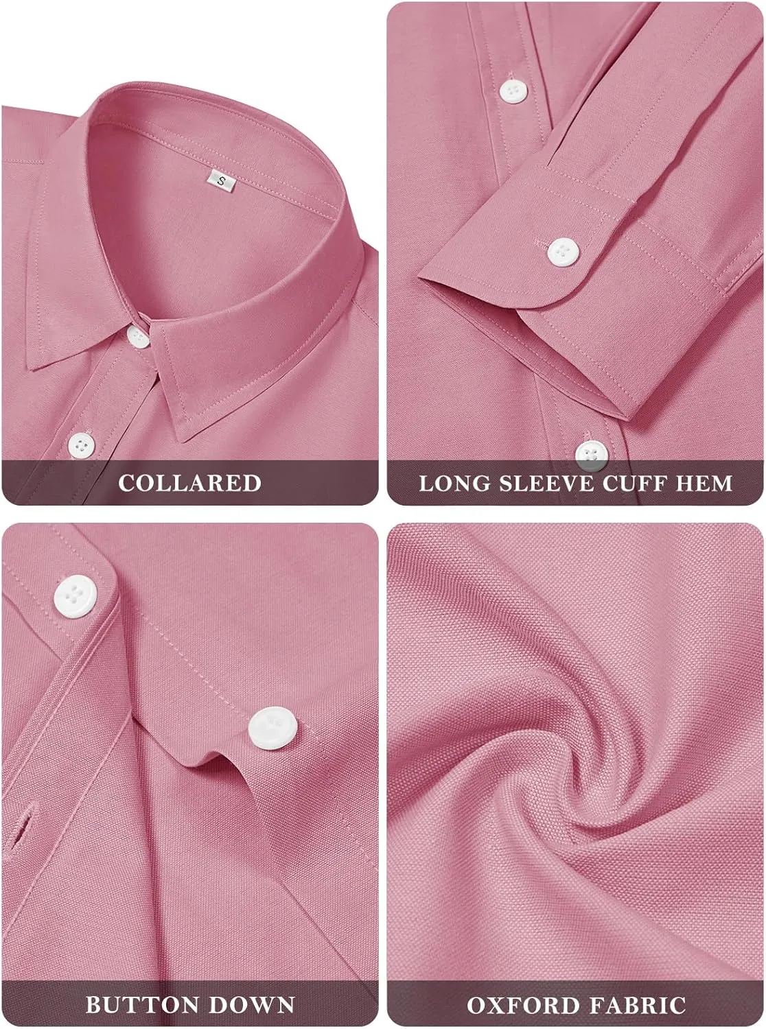 Womens Button Down Shirts Cotton Dress Shirts Oxford Shirts Long Sleeve Work Blouses Collared Tops Tunics with Pocket