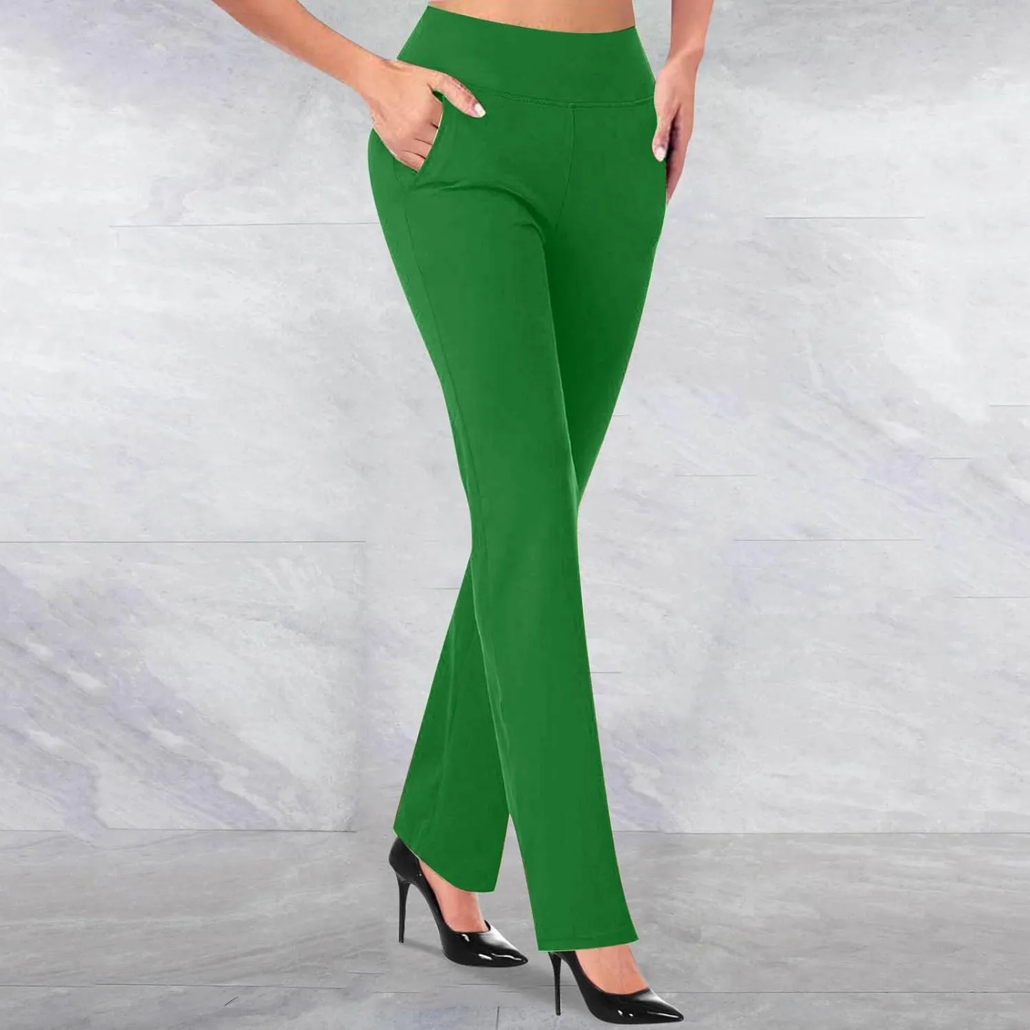 Womens Dress Pants High Waist Pull On Stretchy Professional Formal Work Business Office Casual Trousers Slacks