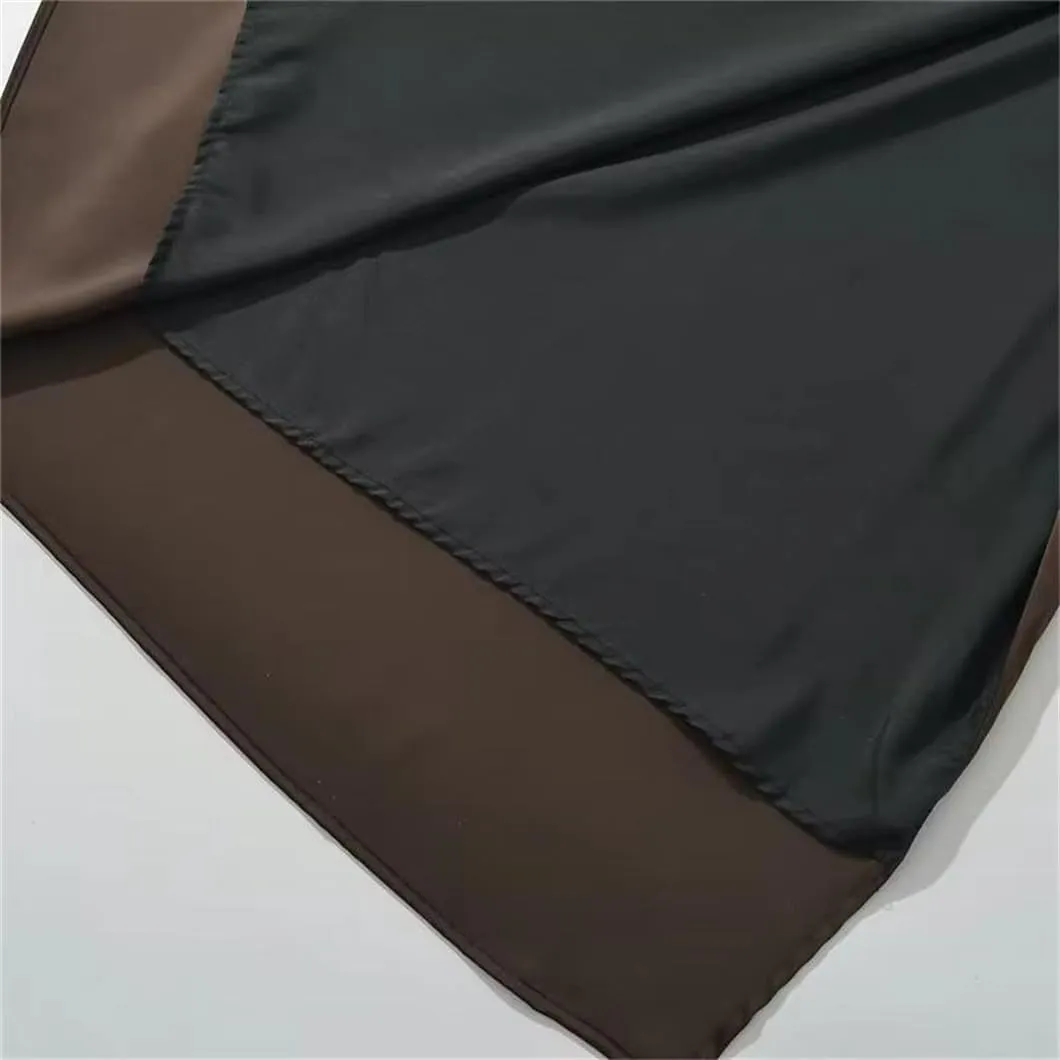 Women's Elegant Satin Pleated Midi Skirt with Zipper High Waist Slit Ankle-Length