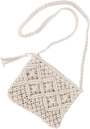 Womens Handwoven Crossbody Purse Summer Beach Clutch Purses Woven Handmade Shoulder Men Bags Shoulder (White, One Size)