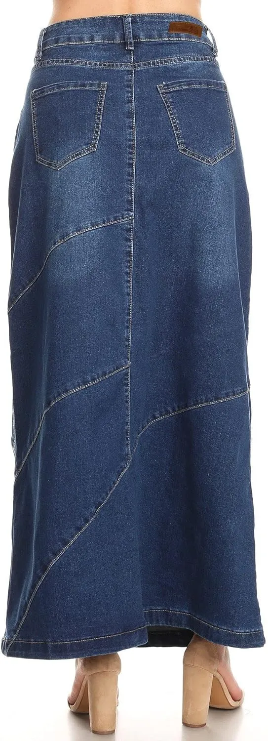 Women's Plus Size Pencil Skirt - High Waisted Denim Maxi Skirt | Stylish and Comfertable Denim Skirt