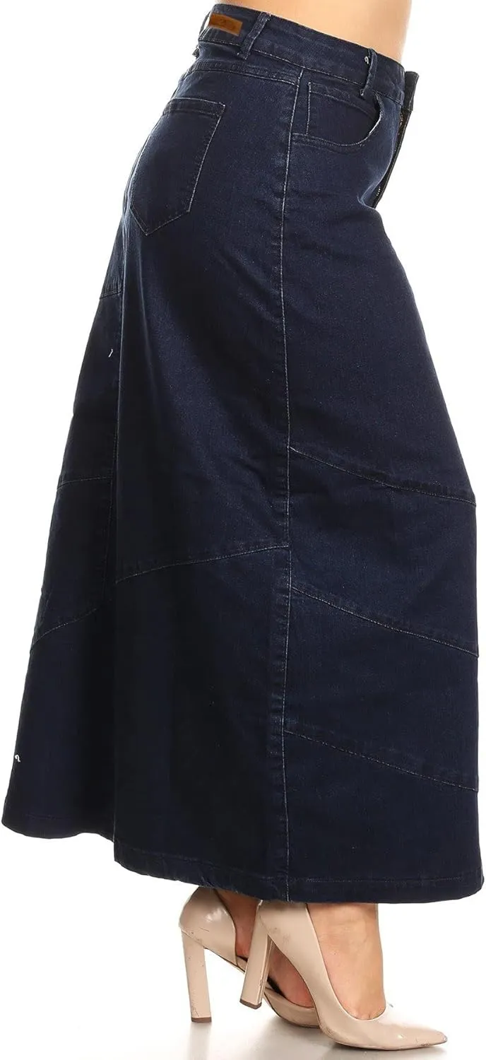Women's Plus Size Pencil Skirt - High Waisted Denim Maxi Skirt | Stylish and Comfertable Denim Skirt
