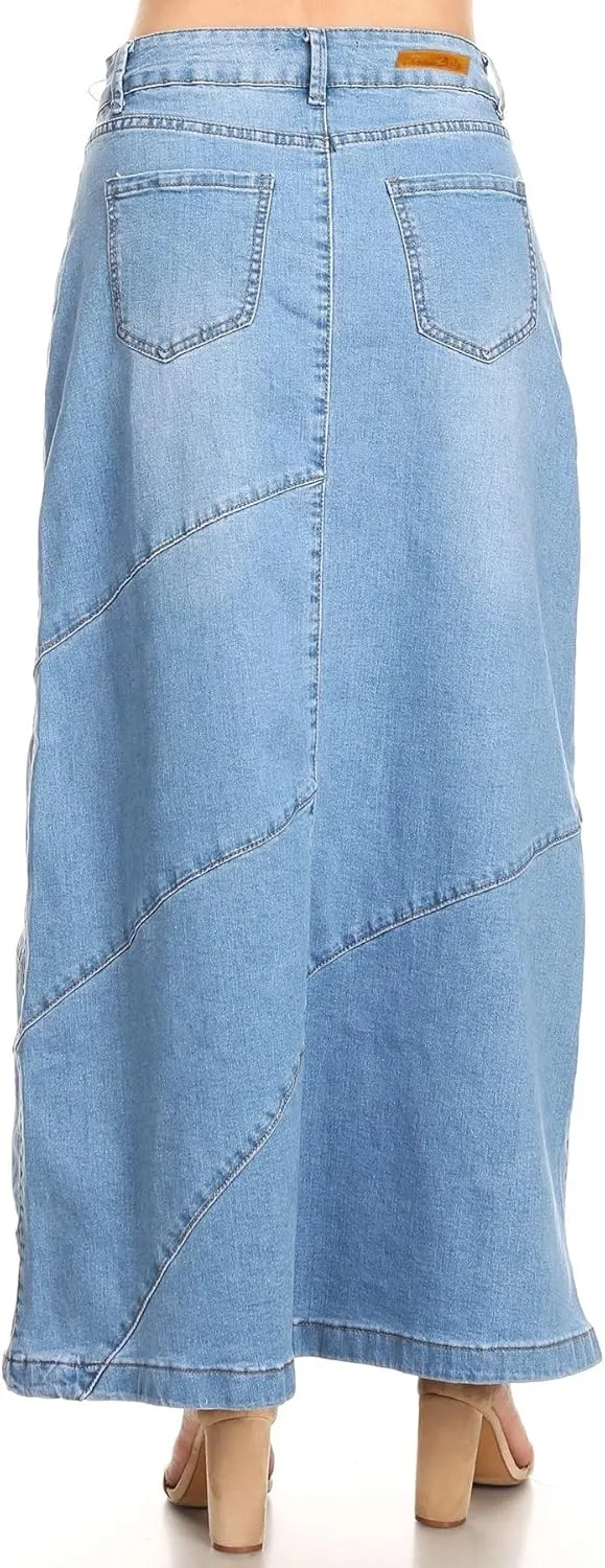 Women's Plus Size Pencil Skirt - High Waisted Denim Maxi Skirt | Stylish and Comfertable Denim Skirt