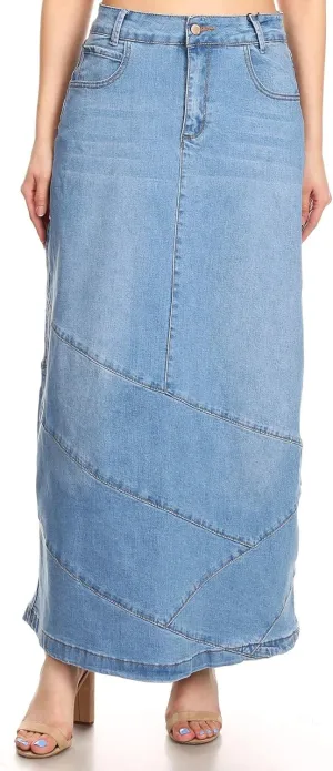Women's Plus Size Pencil Skirt - High Waisted Denim Maxi Skirt | Stylish and Comfertable Denim Skirt