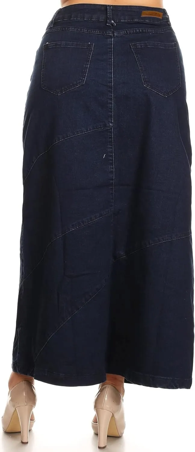 Women's Plus Size Pencil Skirt - High Waisted Denim Maxi Skirt | Stylish and Comfertable Denim Skirt