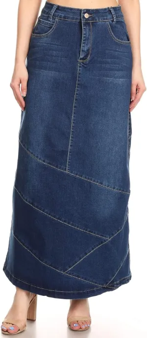 Women's Plus Size Pencil Skirt - High Waisted Denim Maxi Skirt | Stylish and Comfertable Denim Skirt