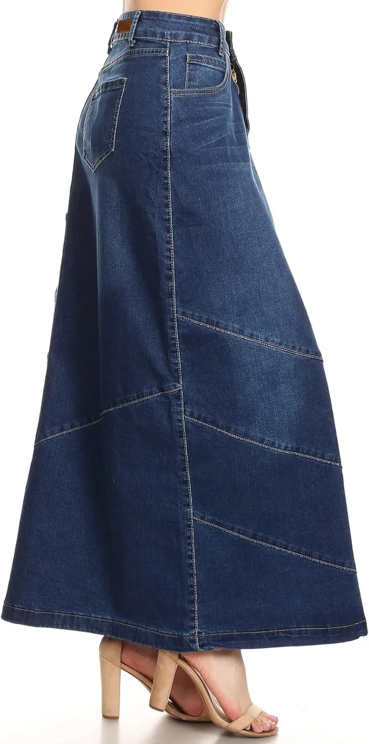 Women's Plus Size Pencil Skirt - High Waisted Denim Maxi Skirt | Stylish and Comfertable Denim Skirt