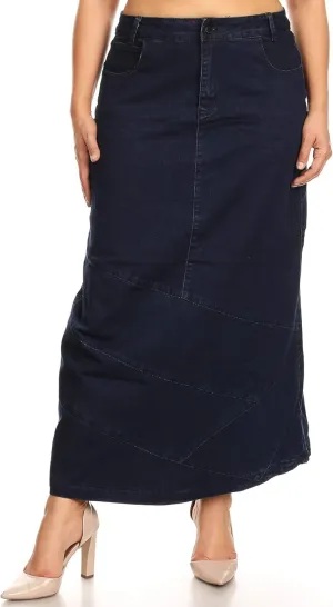 Women's Plus Size Pencil Skirt - High Waisted Denim Maxi Skirt | Stylish and Comfertable Denim Skirt