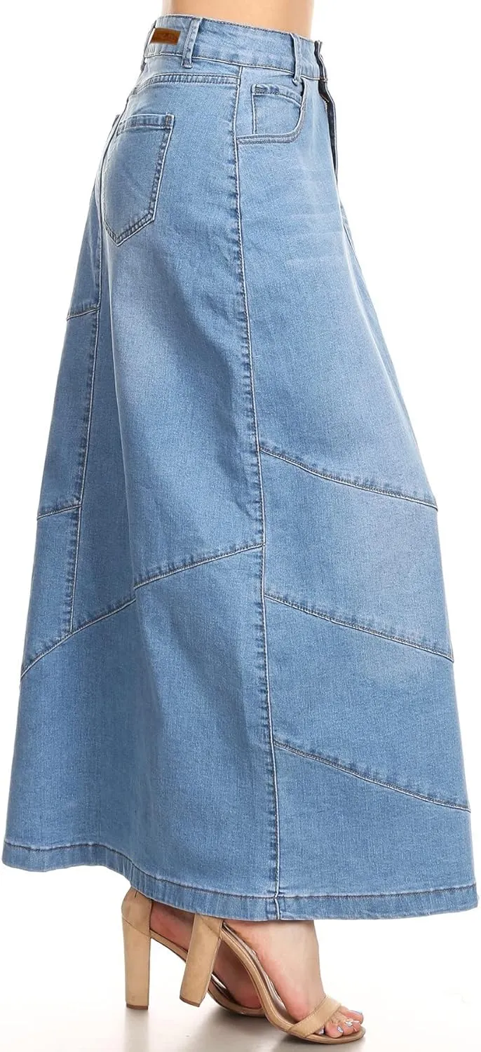 Women's Plus Size Pencil Skirt - High Waisted Denim Maxi Skirt | Stylish and Comfertable Denim Skirt
