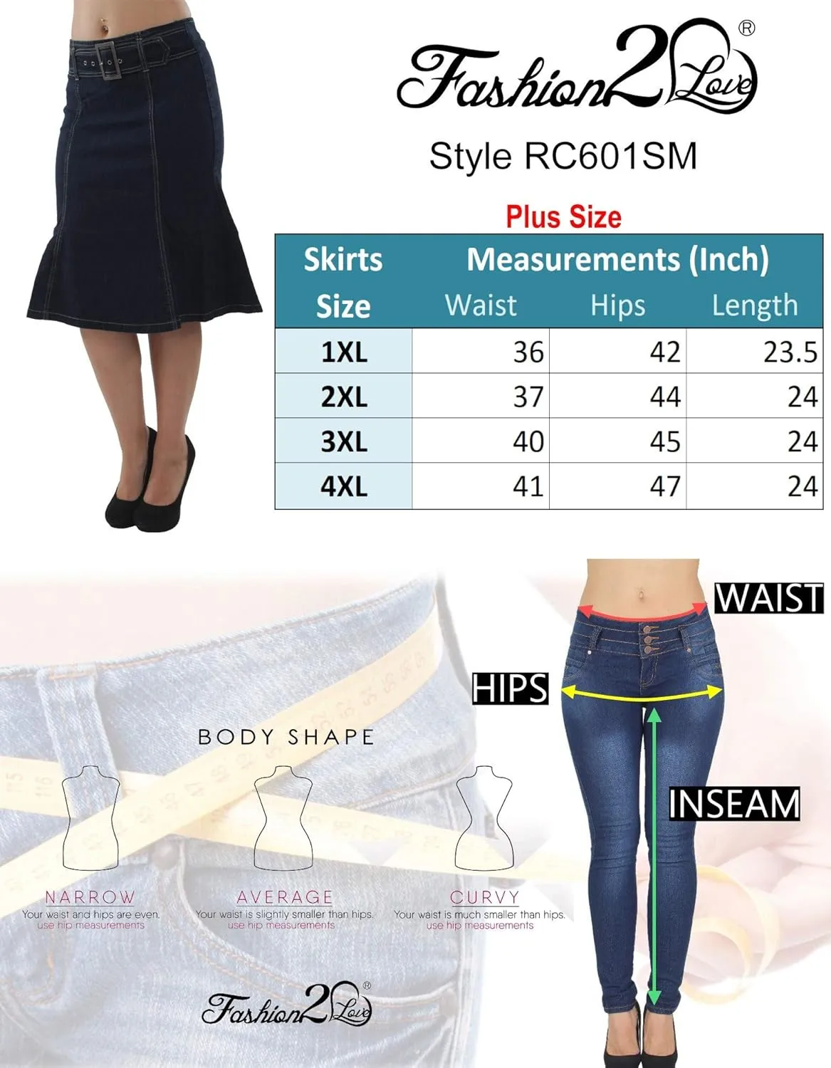 Womens Plus Size Trumpet Mermaid Front Belted Flare Long/Short Denim Skirt