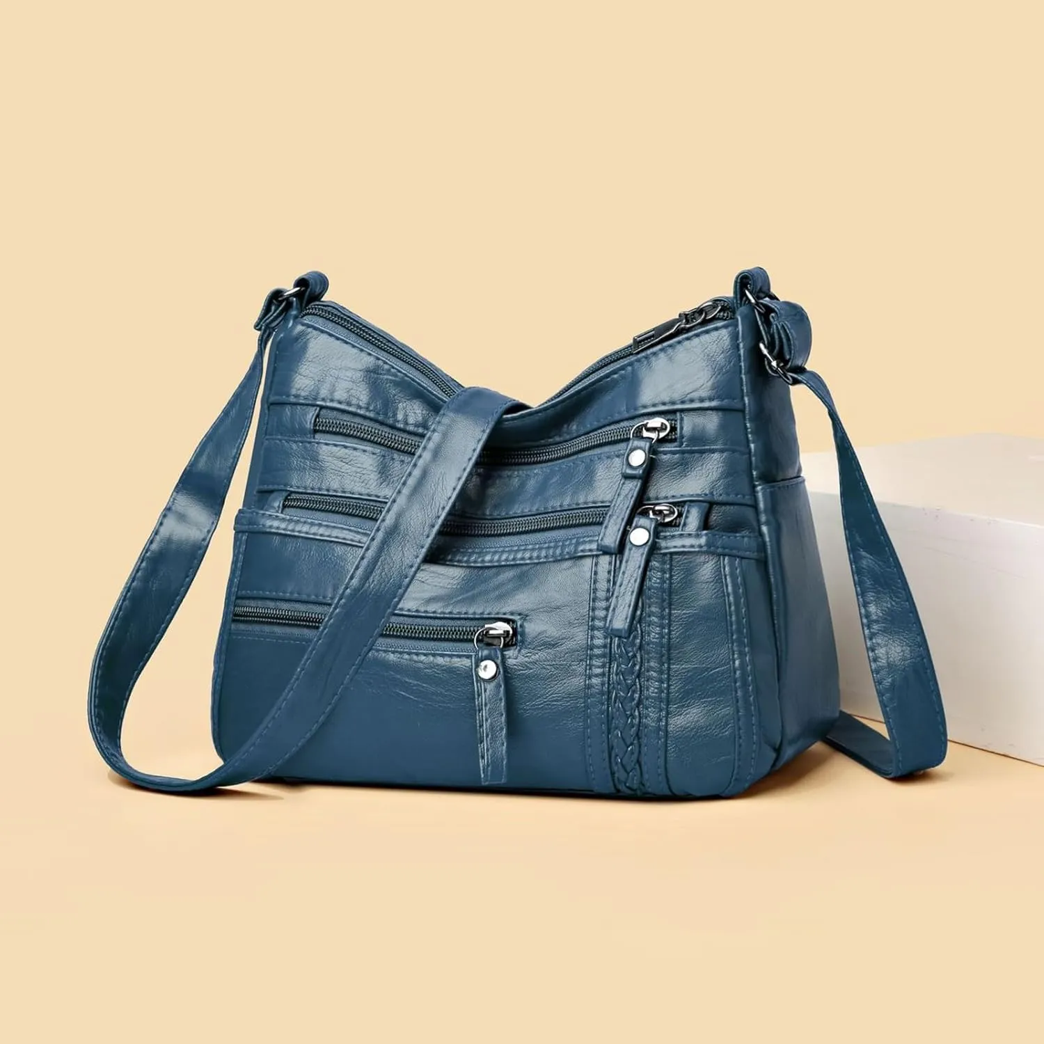 Womens Purses and Handbags Cute Hobo Tote Handbags Mini Clutch Purses with Zipper Closure Lightweight Work Bag(Blue)