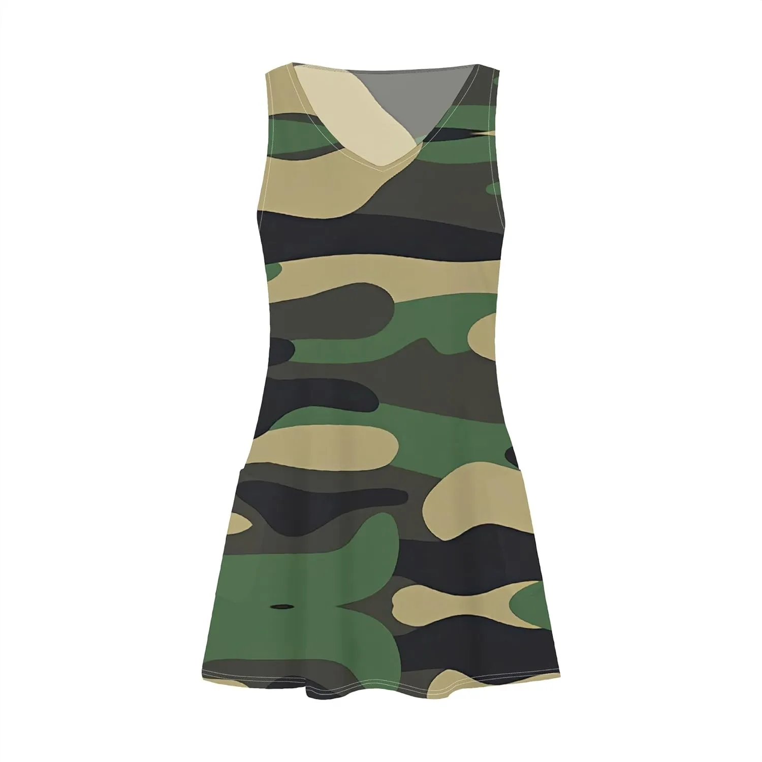 Womens Summer Dresses Casual V Neck Sleeveless Beach Sundresses Fashion A-Line Tank Mini Dress Swimsuit Coverup with Pockets