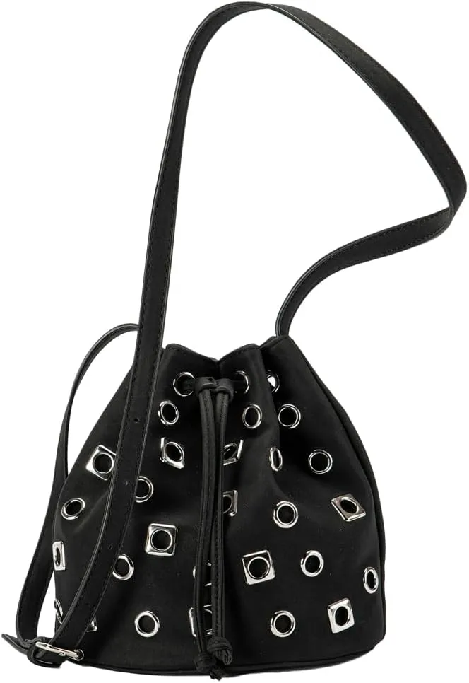 Womens Trendy Bucket Shoulder Purse Small Y2k Handbags Vegan Leather Crossbody Tote Bag Punk Rivet Satchels