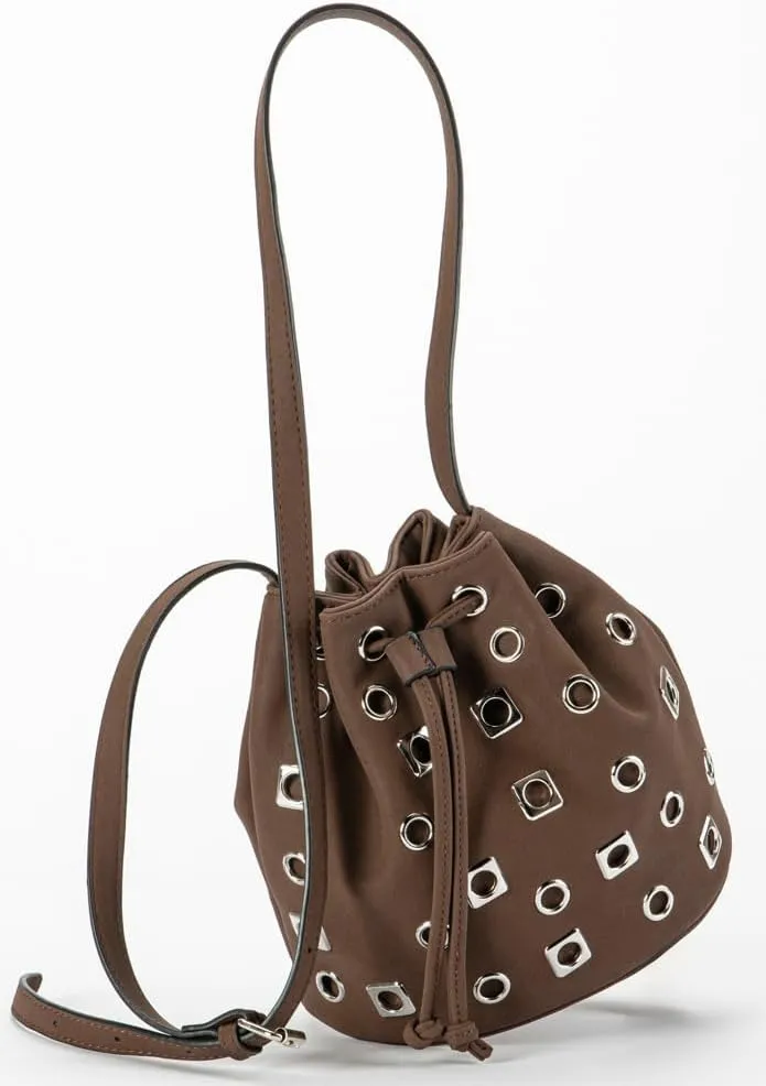 Womens Trendy Bucket Shoulder Purse Small Y2k Handbags Vegan Leather Crossbody Tote Bag Punk Rivet Satchels