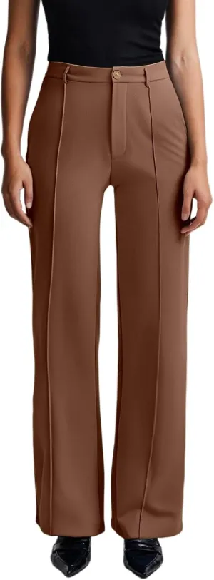 Work Pants for Women Elastic High Waist Stretchy Wide Leg Formal Business Office Dressy Casual Trousers Slacks