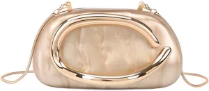 YYW Acrylic Clutch Purses for Women Vintage Metal Handle Crossbody Bags Wedding Party Causal Formal Evening Bags